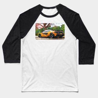 McLaren 720s Cartoon Drawing Action Print Baseball T-Shirt